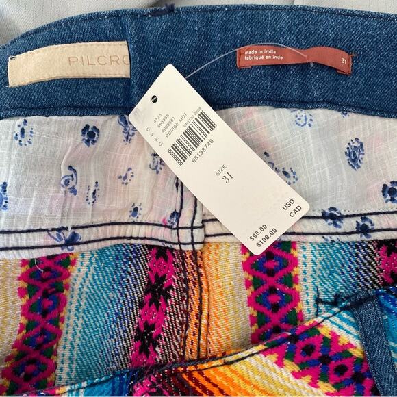 Pilcro Anthropologie Stripe Surf Shorts NWTs Size 31 Frayed Hem - Picture 9 of 11